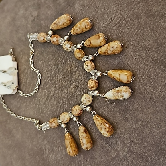 5/$25 MY STYLE Marbled Acrylic Beaded Castlecore Chain Necklace Earrings Set - Picture 2 of 5